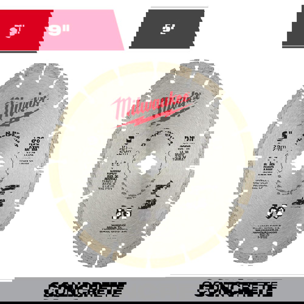 Wet & Dry-Cut Saw Blades; Blade Diameter (Inch): 9 ; Blade Material: Diamond ; Blade Thickness (Decimal Inch): 0.0975 ; Arbor Hole Diameter (Inch): 5/8; 7/8 ; Number of Teeth: 16 ; Arbor Style: Round with Diamond Knockout